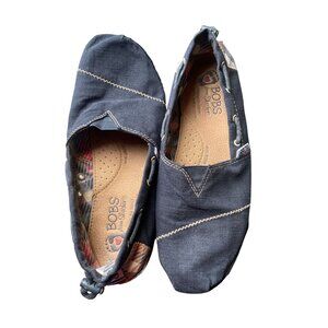 BOBS from SKECHERS Women's Navy Memory Foam Shoes Flats W7.5 boat 37790